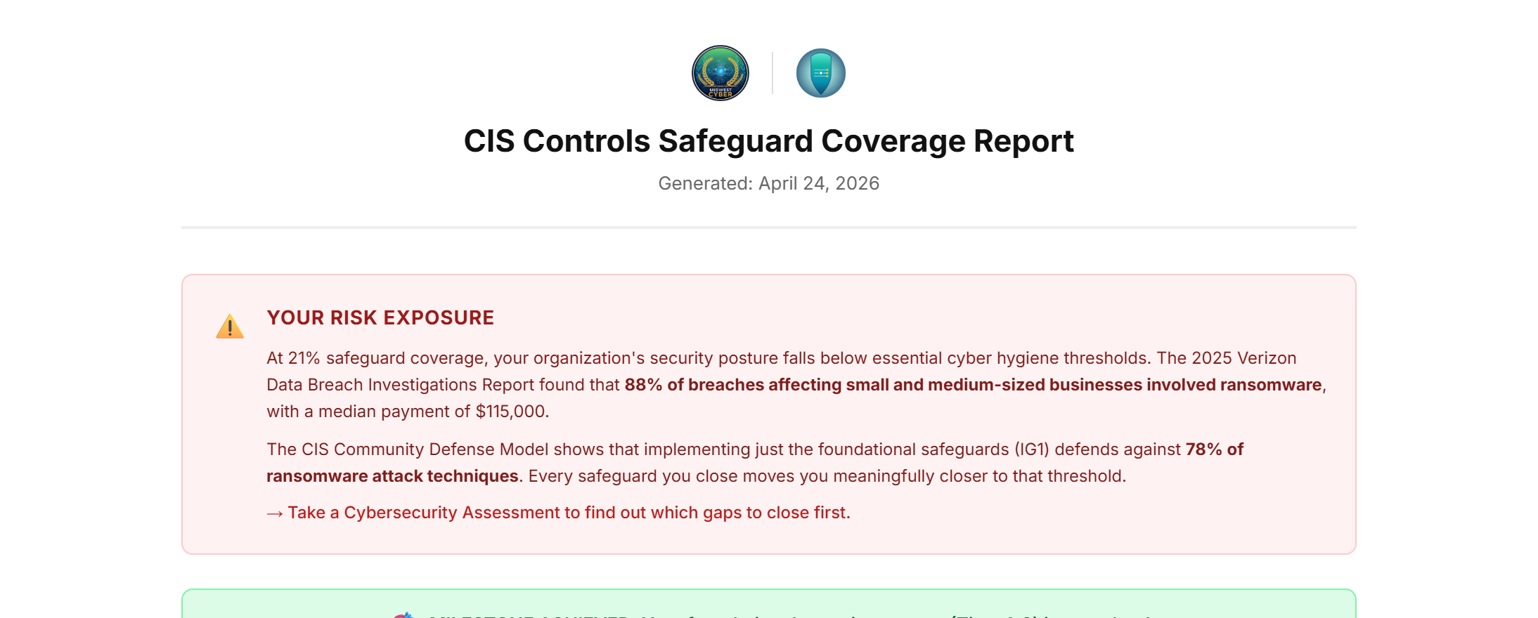 Coverage Report PDF first page (landscape)